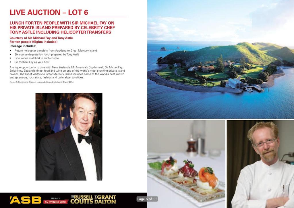 Auction Lot 6 - An Evening with Russell Coutts and Grant Dalton © SW